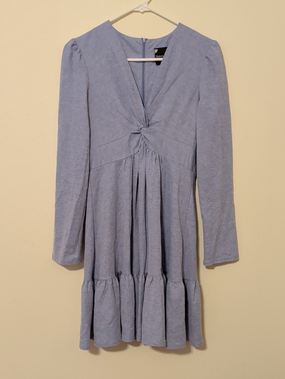 Maison Tara Blue Long Sleeve Twist-Front Dress